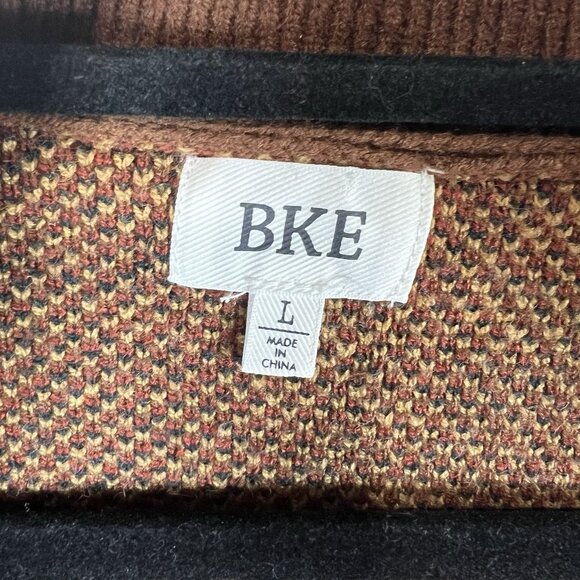 BKE‎ Western Pullover Sweate 3/4 Zip Women’s Size Large Boho Aztec Brown Soft - Picture 7 of 12